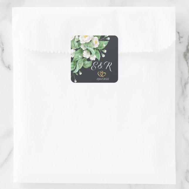 Hochzeit von weißen Blume Quadratischer Aufkleber (Tasche)