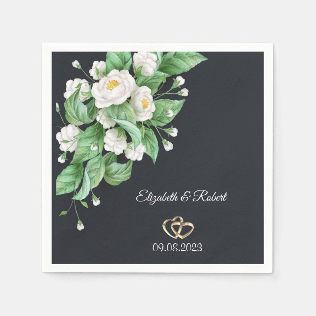 Hochzeit von weißen Blume Serviette (Vorderseite)