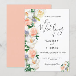 Hochzeit von weißen Korallen mit Aquarellen Einladung