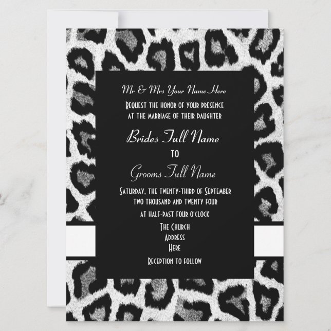 Hochzeit von weißen und schwarzen Tieren Einladung (Vorderseite)