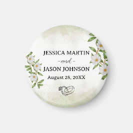 Hochzeit von weißer grüner Wasserfarbe Magnet