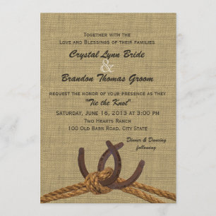 Hochzeit von Western Rope und Horseshoes Einladung