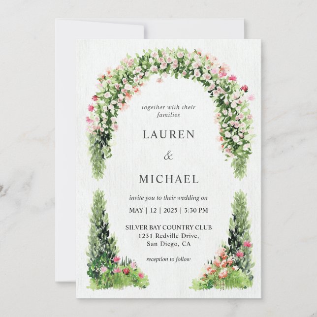 Hochzeit von White Bloral Monet Einladung (Vorderseite)
