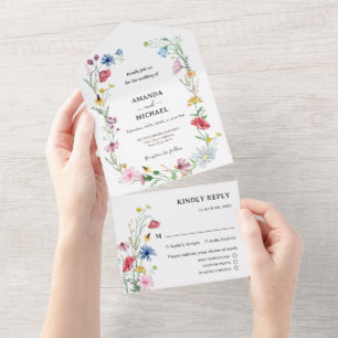 Hochzeit von Wildblumen All In One Einladung