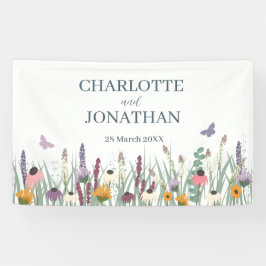 Hochzeit von Wildblumen und Schmetterlingen Banner