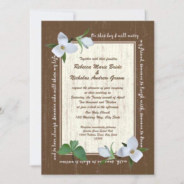 Hochzeit von Woodland Trillium Einladung (Vorderseite)