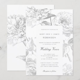 Hochzeit Vow Renewal Modernes einfaches Blumensilb Einladung