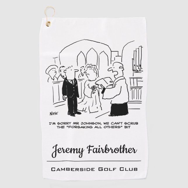 Hochzeit Vows Church Service Vicar. Funny Golfhandtuch (Vorderseite)