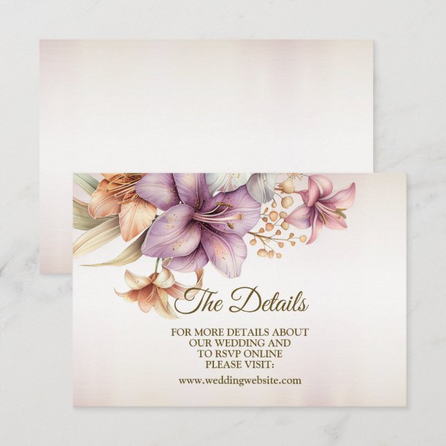 Hochzeit Wasserfarbe Boho Rosa Blume Elegant Begleitkarte (Vorne/Hinten)