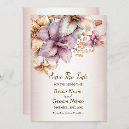 Hochzeit Wasserfarbe Boho Rosa Blume Elegant Save The Date