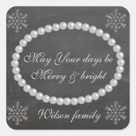 Hochzeit Weihnachten Chic Weihnachtsschneeflocke Quadratischer Aufkleber