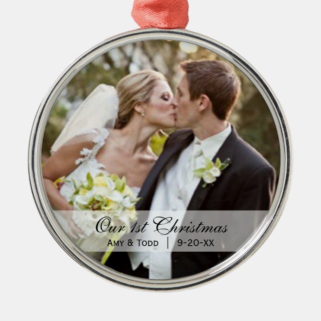 Hochzeit | Weihnachts-Foto Ornament Aus Metall (Vorne)
