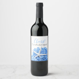 Hochzeit Wein Blue Hydrangea Starfish Cheers Label Weinetikett