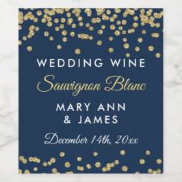 Hochzeit Wein Label Gold Imitate Glitzer Confetti  Weinetikett