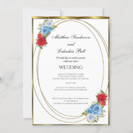 Hochzeit White Blue Red Blume Gold Elegant Einladung