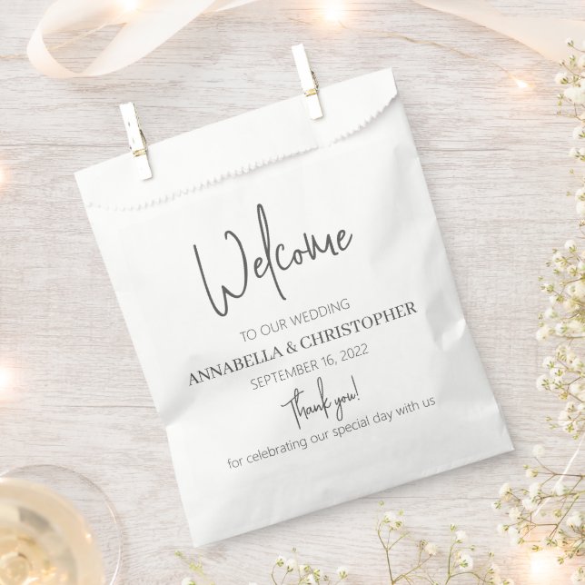 Hochzeit Willkommen Danke Chic Elegant Fvor Bag Geschenktütchen (Ausgeschnitten)