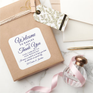 Hochzeit Willkommen Danke Hotel Geschenktüte nach  Quadratischer Aufkleber