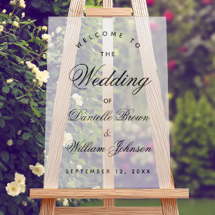Hochzeit Willkommen Einfache Kalligrafie Elegantes Acrylschild