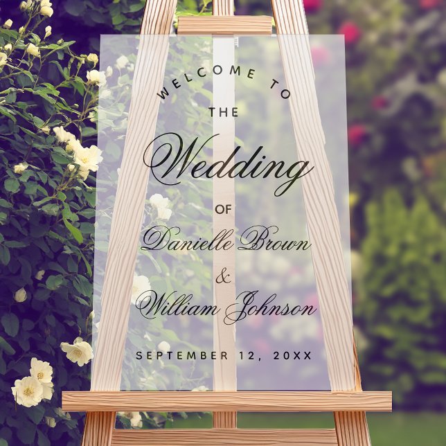 Hochzeit Willkommen Einfache Kalligrafie Elegantes Acrylschild (Von Creator hochgeladen)