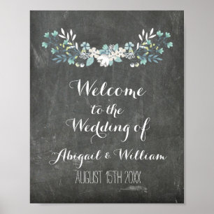 Hochzeit Willkommene Custom Sign Blumenkhalkboard Poster