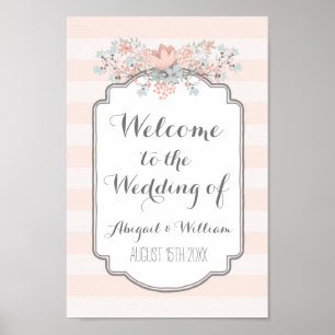 Hochzeit Willkommenszeichen Vintages Blumenmuster Poster