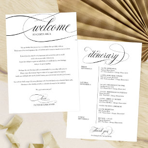 Hochzeit-Wochenende-Willkommens-Itinerary Black-Sc Einladung