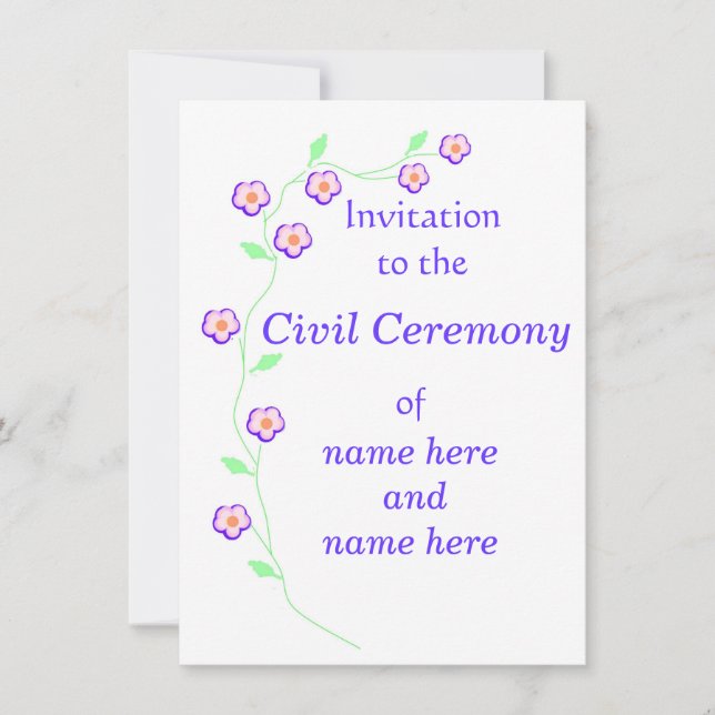 Hochzeit/Zivile Zeremonie Einladung Rosa Blume (Vorderseite)