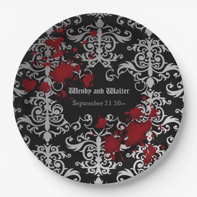 Hochzeit zum Thema Goth Vampire Pappteller (Vorderseite)