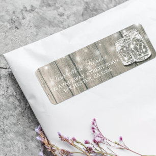 Hochzeitadresse Rustic Wood Mason Jar String Light