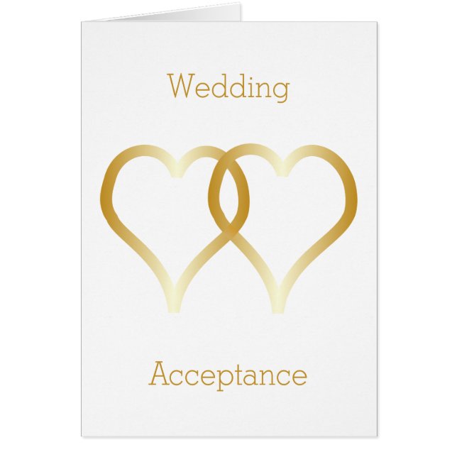 Hochzeitakzeptenkarte Gold Hearts (Vorne)