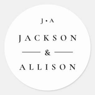Hochzeitaufkleber mit Monogramm und Namen Runder Aufkleber