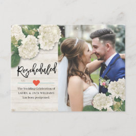 Hochzeitaufschub Rescheduled Hydrangeas Foto Ankündigungspostkarte