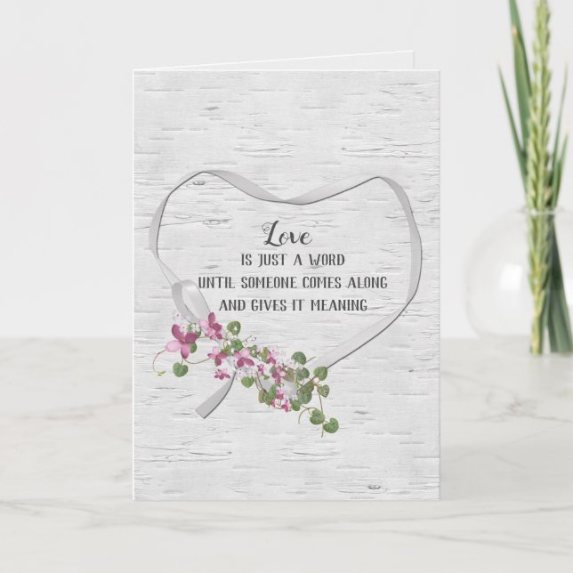 Hochzeitband Herz auf Birch Card Karte (Vorderseite)