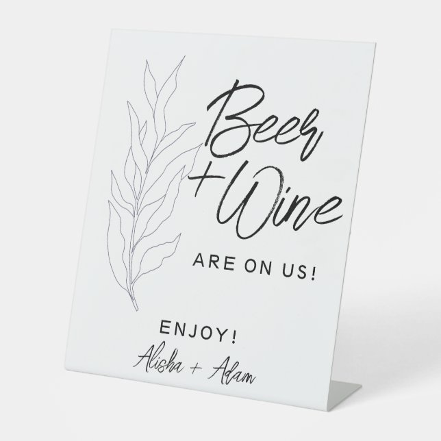 Hochzeitbier & Bar Tabletop Blätter unterzeichnen Sockelschild (Vorderseite)