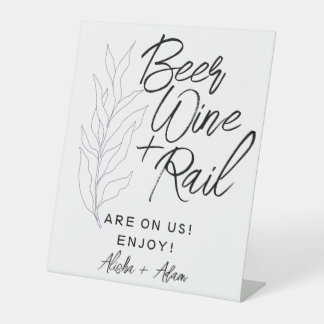 Hochzeitbier Wein & Bar Tabletop Blätter für die U Sockelschild