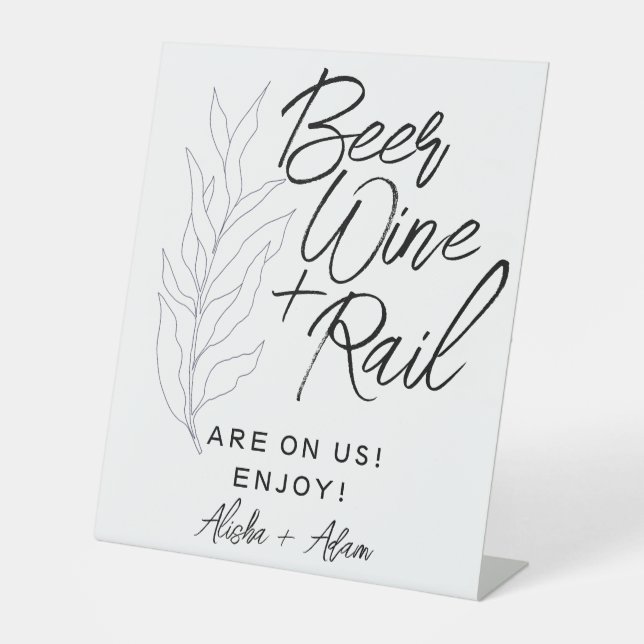 Hochzeitbier Wein & Bar Tabletop Blätter für die U Sockelschild (Vorderseite)