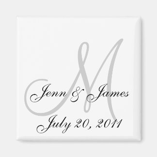 Hochzeitbräunungsdatum Monogramm Schwarz-weiß Magnet
