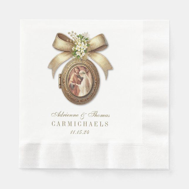 Hochzeitbride Groom Katholische Matrimonie Mary Jo Serviette (Vorderseite)