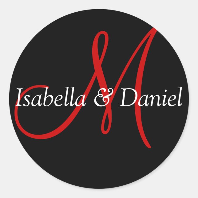 Hochzeitbride Groom Names Monogram Siegel Elegant Runder Aufkleber (Vorderseite)