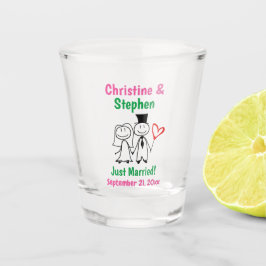 Hochzeitbride Groom Strichmännchen Niedlicher Cart Schnapsglas