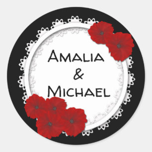 Hochzeitbriefe, Typografie, blumenförmige Monogram Runder Aufkleber