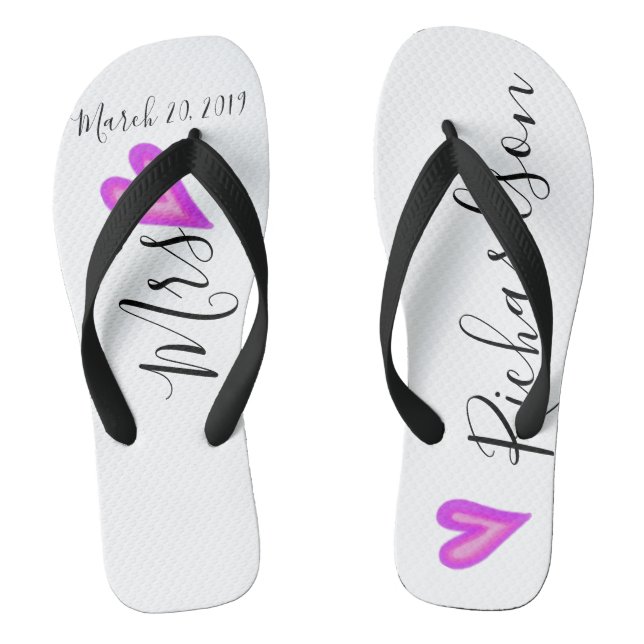 Hochzeitbrücke Flip Flops Personalisierter Datumsn (Fußbett)