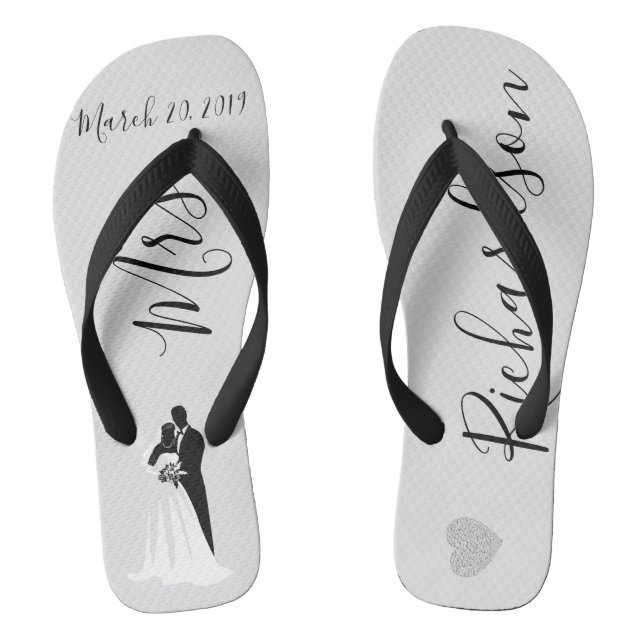Hochzeitbrücke Flip Flops Personalisierter Datumsn (Fußbett)