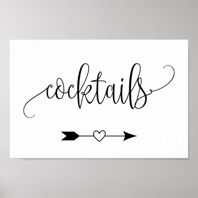 Hochzeitcocktails Richtungszeichen Poster (Vorne)