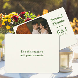 Hochzeitcouple Monogramm Foto hinzufügen Dankeschö Mitteilungskarte