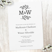 Hochzeitcouple Simple Monogram Initials Minimalist