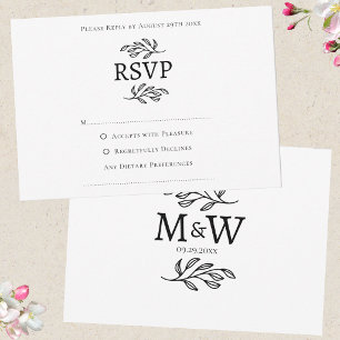 Hochzeitcouple Simple Monogram Initials Minimalist RSVP Karte