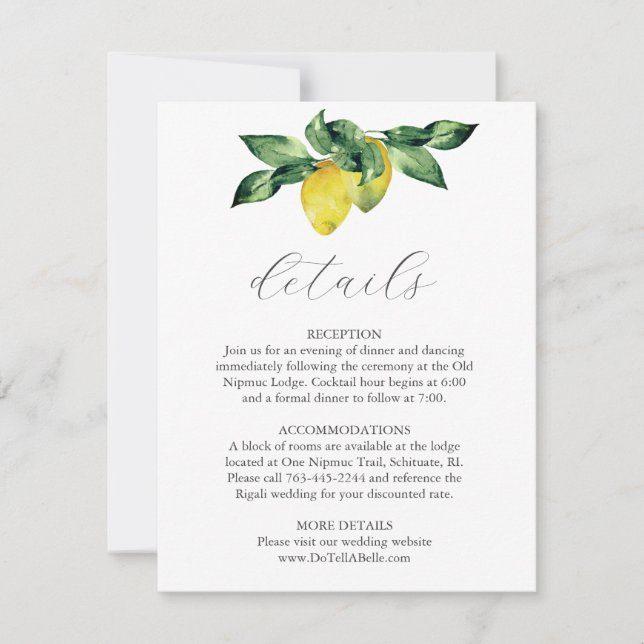 Hochzeitdetails - Einschließungskarte Wasserfarben Einladung (Vorderseite)