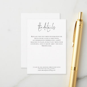 Hochzeitdetails Elegantes Skript Einfach Schwarz-w Begleitkarte