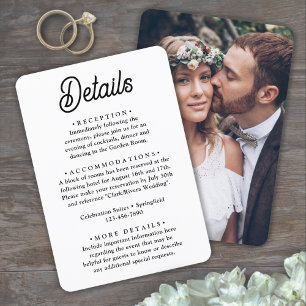 Hochzeitdetails ・ Foto und elegantes Retro-Script Begleitkarte